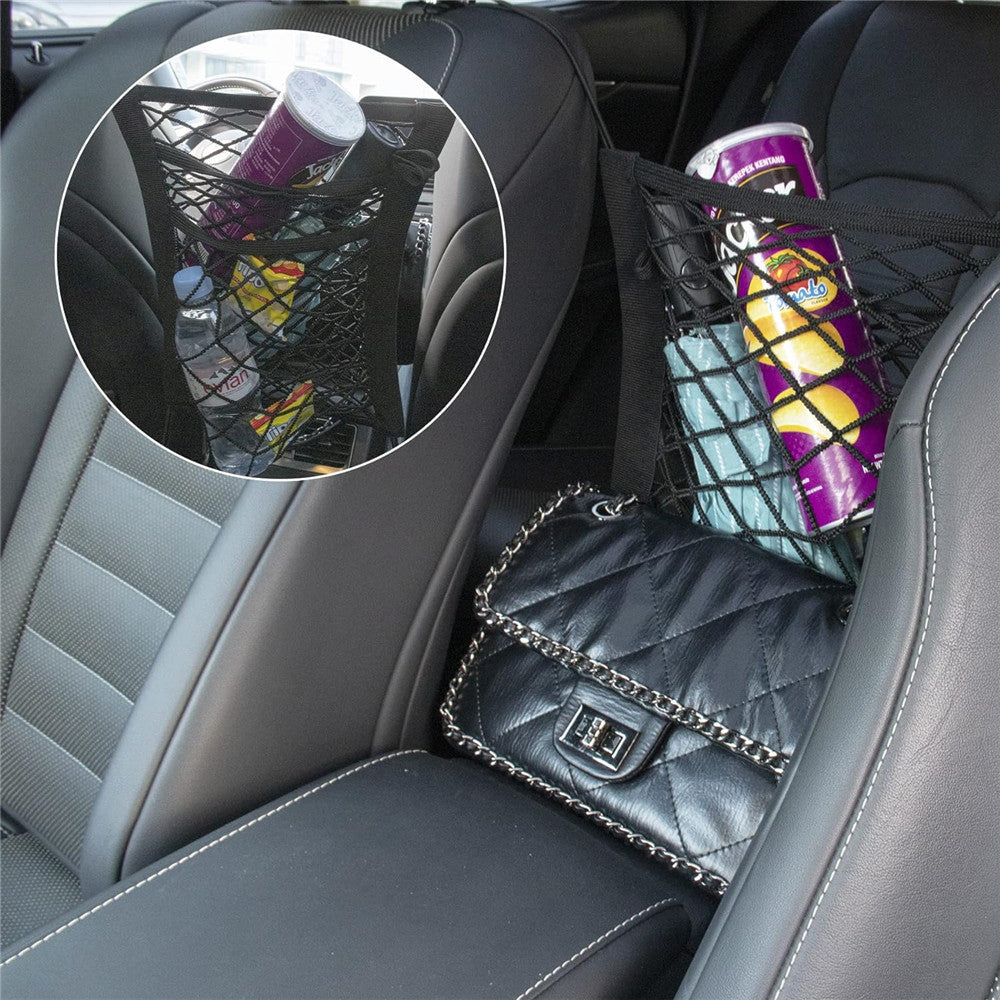 2pcs/pack Car Net Pocket Organizer Between Seats