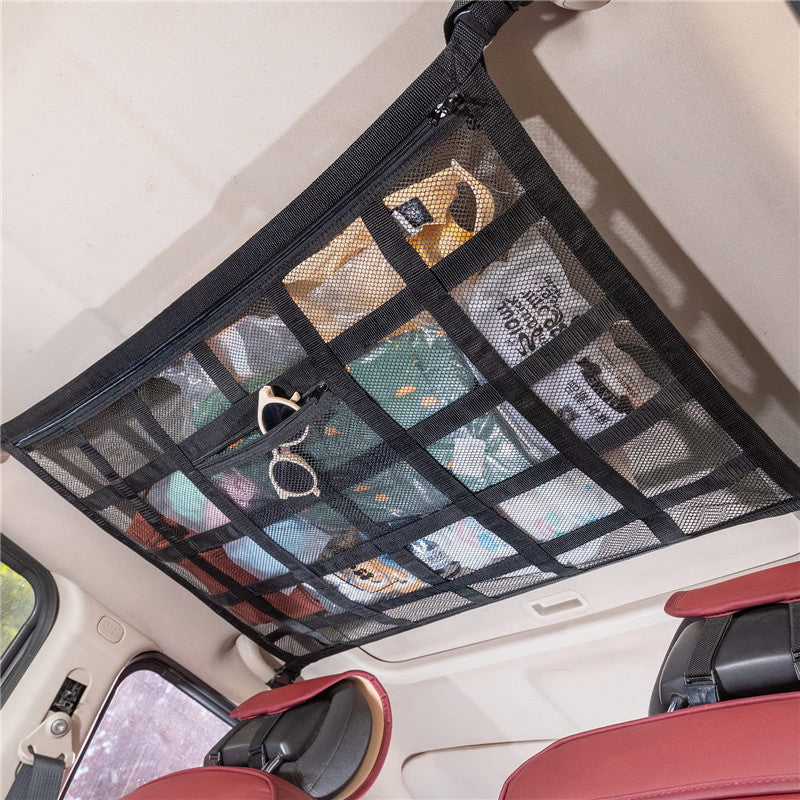 Premium Car Overhead Cargo Net, 31.5"x21.6" - Upgraded Load-Bearing, Dual-Layer Mesh Car Roof Storage Organizer