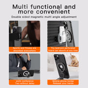 Double-Sided Magnetic Cell Phone Holder - 360° Rotatable Aluminum Stand for Car, Desk, and Kitchen - Universal Smartphone Mount  Compatable for MagSafe